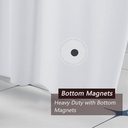 TIKABC Shower Curtain Liner, 4G PEVA Shower Liner, Plastic Waterproof Shower Curtains, with Grommet Holes and 3 Magnetic Weights(White) - color: White