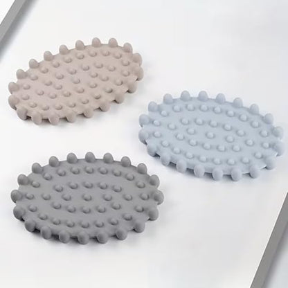 1Pc Light Gray Silicone Soap Dish, Self-Draining Non-Slip Soap Saver Pad, Quick Dry Bar Soap Holder Tray for Bathroom, Shower, Kitchen Sink, Bar Toilet, Easy Clean - color: Light Gray