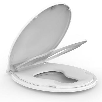 Toilet Seat, Round Toilet Seat with Toddler Seat Built in, Potty Training Toilet Seat Round Fits Both Adult and Child, with Soft Close, Never Loosen, Easy Install and clean - White, Round - color: White, size: Round with Toddler Seat