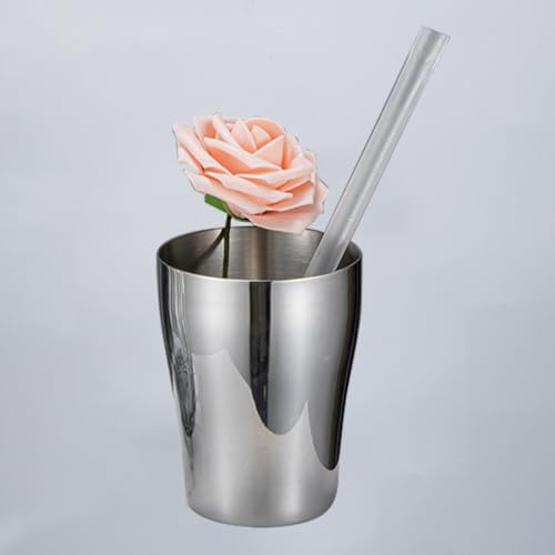 PRETYZOOM Stainless Steel Toothbrush Cup 500ml Silver Metal Bathroom Cup with Smooth Surface and Stackable Design for Celebrating Christmas and Birthdays