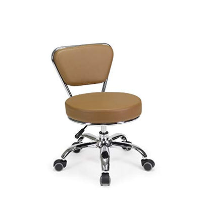 Dayton Rolling Bathroom Seat (Cappuccino) Pneumatic, Short Stool with Adjustable Height 13"-15", Perfect for Bathroom Tub Height, Paded Shower Bench with Back-Support - color: Cappuccino