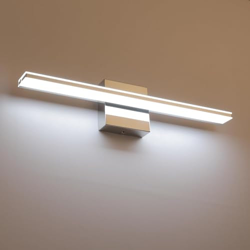 LED Vanity Light Bar 20 Inch Bathroom Light Fixtures 12W Over Mirror Lighting Chrome Vanity Lights Fixtures Modern Bathrooms Lamps Acrylic Bath Wall Light Fixtures - color: Chrome, size: 20 Inch