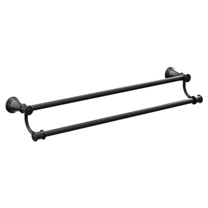 Moen Belfield Matte Black Double Towel Bar, YB6422BL