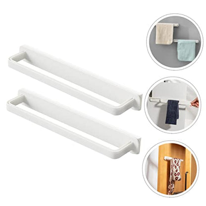 VALICLUD 2pcs Wall-Mounted Sliding Storage Rack Over Door Towel Rack Modern Bathroom Towel Holder Material Space-Saving White