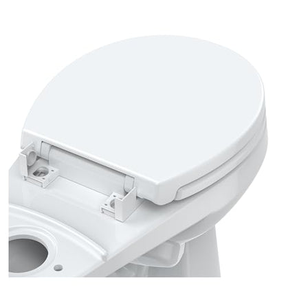 Round Toilet Seat with Quiet-Close Lid, Soft Slow Close Cover, Quick-Release for Easy Cleaning, Full Flat White, Quick-Attach Hardware & Grip-Tight Bumpers - color: White, Standard (Quick-Release), size: Round (17″)