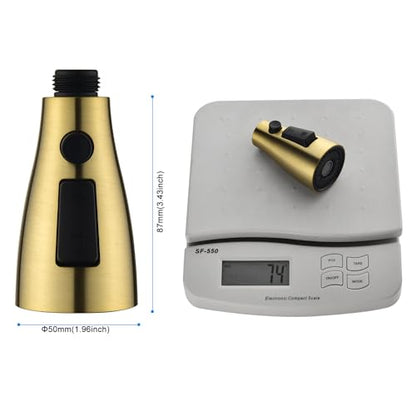 [Upgraded] GORDEE Kitchen Faucet Sprayer Head Replacement, 3-Function(Stream/Spray/Blade) Sprayer Spout Nozzle w/Check Valve, 1.8 GPM, 9 Adapters to Fit Most Standards of Faucets, Brushed Gold - color: N2 New 3-function Brushed Gold