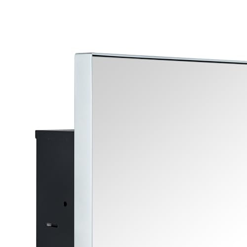 TEHOME Recessed Mount 16x26'' Squared Rectangle Silver Bathroom Medicine Cabinet with Mirror Silver Metal Framed Rectanglular Medicine Cabinet 2 Adjustable Glass Shelves - color: Sliver