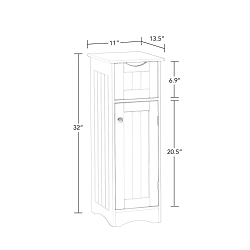 RiverRidge Ashland Slim Bathroom Storage Cabinet with Drawer, White | Inset Beadboard Panels, Narrow Medicine Cabinet, Linen Cabinet, Interior Adjustable Shelves, Easy Slide Drawer, Painted MDF