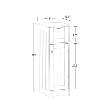 RiverRidge Ashland Slim Bathroom Storage Cabinet with Drawer, White | Inset Beadboard Panels, Narrow Medicine Cabinet, Linen Cabinet, Interior Adjustable Shelves, Easy Slide Drawer, Painted MDF