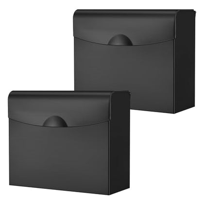 Tioncy 2 Pcs 9.5 x 7.9 in Sanitary Disposal Tampon Napkin Receptacle Wall Mounted Stainless Steel Flip Top Receptacle Bin Waste Trash Can Pads Holder Feminine Hygiene Container Bathroom (Black) - color: Black