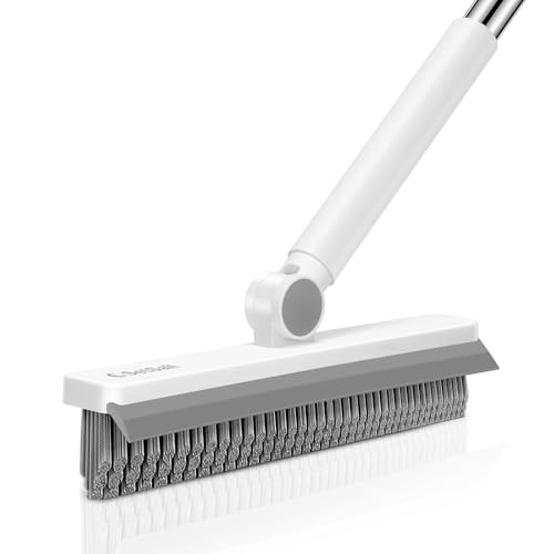 SetSail Grout Cleaner Brush with Long Handle, V-Shaped Floor Scrub Brush | Swivel Grout Brush Stiff Bristle Floor Grout Scrubber for Bathroom, Tile Line, Crevice, Kitchen, Wall, Deck, Garage - color: Grey White