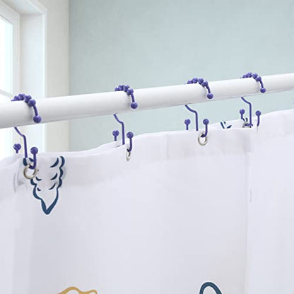 Shower Curtain Hooks, Goowin Shower Curtain Rings, Stainless Steel Shower Curtain Hooks Rust Proof Free Sliding Double Shower Hooks for Curtain, Shower Curtains & Liners (Purple) - color: Purple