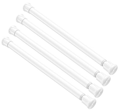 4 Pack Small Spring Tension Curtain Rod 8 to 12.5 Inch, Thin DIY Tension Rods No Drill for Slim Window Cupboard Closet Sidelights, White - color: White, size: 8" to 12.5"-4Pcs
