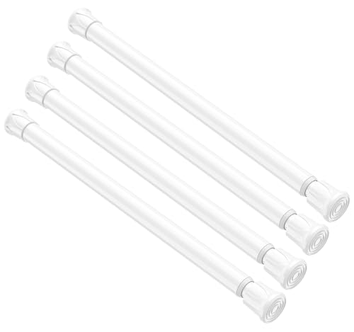 4 Pack Small Spring Tension Curtain Rod 8 to 12.5 Inch, Thin DIY Tension Rods No Drill for Slim Window Cupboard Closet Sidelights, White - color: White, size: 8" to 12.5"-4Pcs