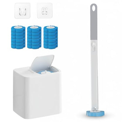 2026 New Disposable Toilet Brush, Disposable Toilet Cleaning System, Ocean/Lemon/Lavender 3 Aromatherapy, Includes Disposable Cleaning Stick, Storage Box and Scented Refill Tabs (Grey-Ocean*18) - color: Grey-ocean*18