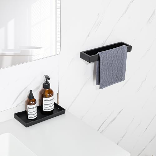 Sayayo Matte Black Towel Bar for Bathroom, 10 Inch Hand Towel Holder Wall Mount Square Towel Ring SUS304 Stainless Steel Towel Rack - color: Black, size: 10 INCH