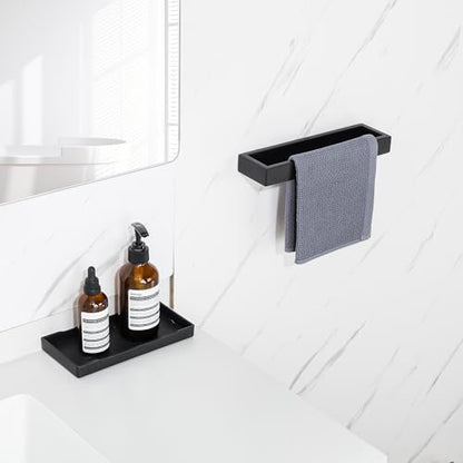 Sayayo Matte Black Towel Bar for Bathroom Wall, 10 Inch Hand Towel Holder | SUS304 Stainless Steel Towel Ring, Square Kitchen Towel Rack - color: Black, size: 10 INCH
