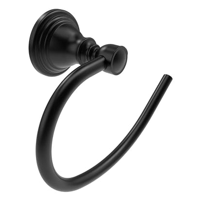 Black Towel Ring Wall Mounted for Bathroom, Hand Towel Holder | 304 Stainless Steel Heavy Duty Towel Hanger Waterproof & Rustproof Towel Holder Raised Base - color: Matte Black