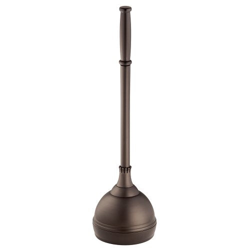 iDesign Kent Plastic Plunger with Cover Set, Bronze | 5.96" x 5.96" x 21.66", For Master, Guest, Kids', Office Bathroom, Cleaning and Storage - color: Toilet Plunger