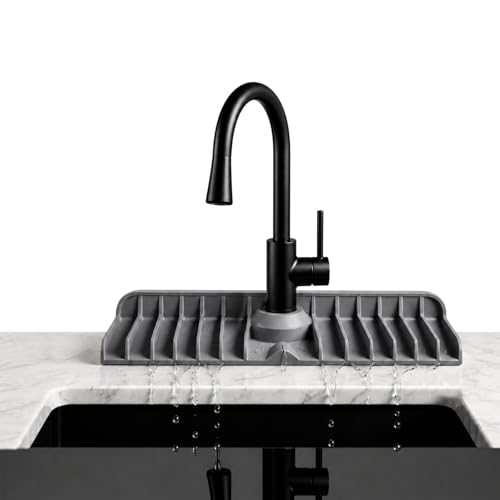 Premium Kitchen Sink Splash Guard – 18" x 5.7" Silicone Faucet Mat with Secure Pressure Clip, True 10° 3D Drainage(No Pooling), Anti-Lift Design, Flexible Leak-Sealing Ring, Non-Slip Fit Behind Faucet - size: 18" x 5.7"