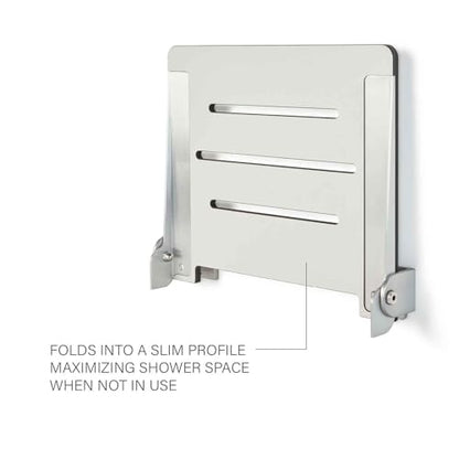 Seachrome 18 inch Silhouette Slimline Folding Wall Mount Shower Bench Seat, Light Gray Seat with Silver Frame - color: Light Gray With Silver Frame