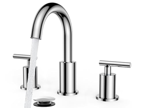 FORIOUS Chrome Bathroom Faucet 3 Hole, 8 Inch Commercial Bathroom Faucet RV | Widespread Chrome Faucet for Bathroom Sink 3 Hole, Polished Chrome Bathroom Sink Faucet with1.2GPM Aerator for B2B Wholesale - color: Chrome, style: Modern