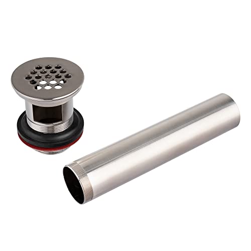 Grid Drain Strainer Assembly With Overflow for Bathroom Sink, P.O. Plug Lavatory Drain, Brushed Nickel - color: Brushed Nickel, style: With Overflow