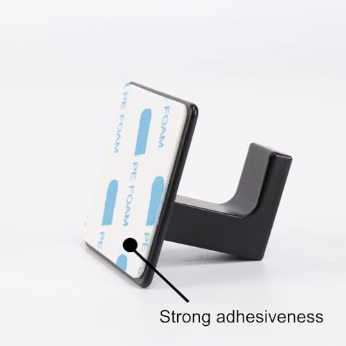 Bathroom Towel Hooks, 2 Pack Self Adhesive Square Coat Hooks, Sturdy No Drilling Robe Hook, Heavy Duty Aluminum Clothes Hanger, Wall Hooks for Bathroom Bedroom Kitchen(Black, 2 in) - color: Black, size: 2 Pack