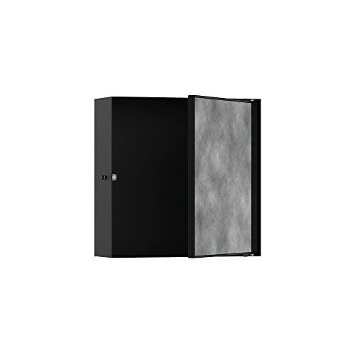 hansgrohe XtraStoris Rock Recessed Wall Niche with Tileable Door 12"x 12"x 4" in Matte Black, 56085670 - color: Matte Black, size: 12"x 12"x 4"