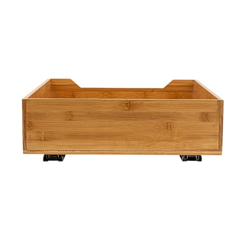 Household Essentials Glidez Bamboo and Steel Pull-Out/Slide-Out Storage Organizer for Under Cabinet Use - 1-Tier Design - Fits Standard Size Cabinet or Shelf, Natural - size: 17", style: Single Tier