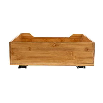 Household Essentials Glidez Bamboo and Steel Pull-Out/Slide-Out Storage Organizer for Under Cabinet Use - 1-Tier Design - Fits Standard Size Cabinet or Shelf, Natural - size: 17", style: Single Tier