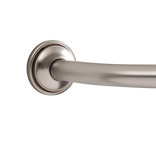 Bath Bliss Curved Shower Rod | Adjustable 42"-72" Inch | Bathroom Shower Curtain and Liner Rod | 33% More Space | Wall Mounted | Easy Installation | Iron | Satin - color: Satin