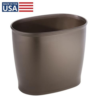 iDesign Slim Plastic Bathroom Trash Can, Bronze | Small Garbage Bin, For Bedroom, Office, Desk, Dorm - size: 12" x 8" x 10"