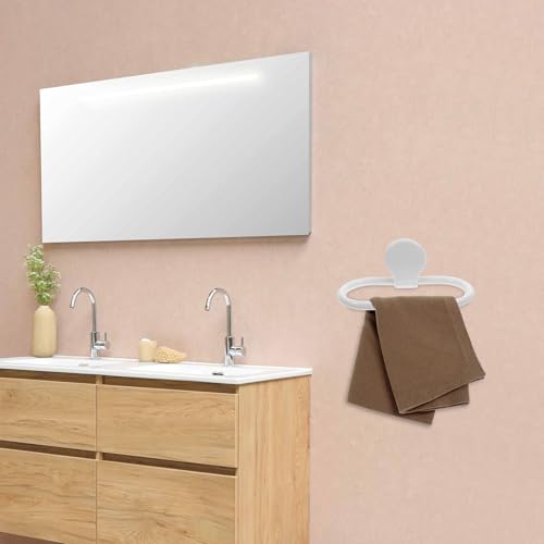 OSALADI 3PCS Self Adhesive Towel Ring Thickened Wall-Mount Hand Towel Holder Rack for Bathroom Kitchen No Drilling Easy Installation White