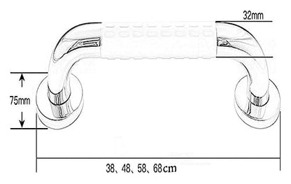 Grab Rails Bath Wall Attachment Handrails,Grab Bar Rails Bathroom Grab Bar, Round Armrests, Wall-Mounted Straight Hair Towel Rack, Sturdy Brass Shower Safety Handle for B