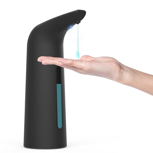 Automatic Soap Dispenser, 13oz/400ml for Bathroom & Kitchen No Touch | Plastic Material Soap Holder,4-Level Adjustable Touchless Hand Soap Dispenser ,Battery Operated Electric Dispenser - color: Black