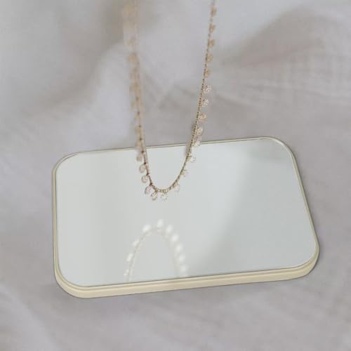 8-Inch Table Desk Vanity Makeup Mirror, Simple Portable Travel Mirror with Stand, Standing and Wall Hanging Dual-use, Beige - color: Beige