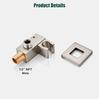 Heyalan Hand-held Shower Head Set-SUS304 Handheld Shower, Brushed Nickel | SUS304 stainless steel wand, curved-style design, single rain spray, 59-inch long hose and standard 1/2-inch connection - color: Brushed Nickel, style: Curved Style