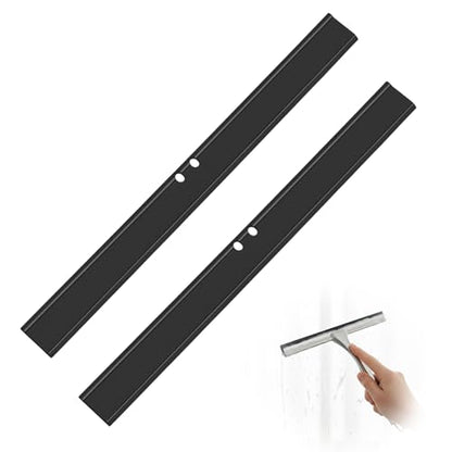 2 PCS Rubber Squeegee Replacement Blades, Black Squeegee Replacement Rubber 10 Inch Standard Shower Glass Doors Squeegees Replacements Squeegees Silicone Accessory, Black