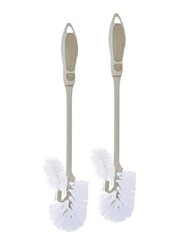 Toilet Bowl Brushes with Lip Beige, Multi Pack Toilet Brush Scrub Under Rim, Bathroom Cleaner Scrubber, Heavy Duty Bristles Scrub Brush (2) - size: 2 Pack