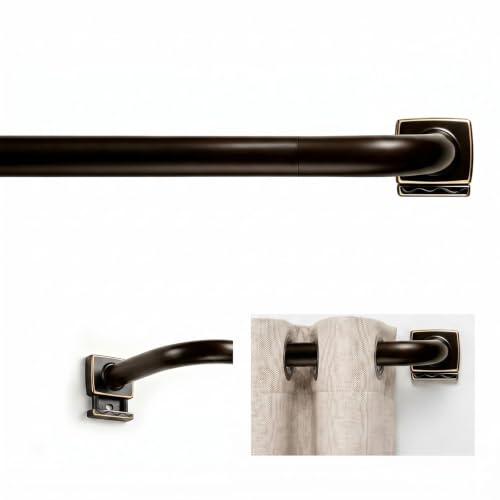 Wrap Around Curtain Rod 30 to 45 Inch,Heavy Duty Adjustable Metal Drapery Rod with French Return, 7/12" Curved Blackout Rod for Home & Office - color: Bronze Gold, size: 30-45