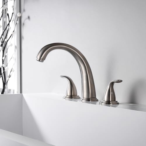 SUMERAIN Classic Roman Bathtub Faucet Brushed Nickel Tub Faucet 3 Hole 2 Handle, Valve Included | High Flow, Valve Included, Easy Install - color: Brushed Nickel, size: 8-3/8" spout reach
