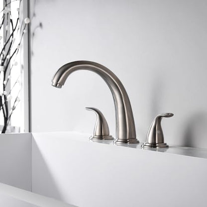 SUMERAIN Classic Roman Bathtub Faucet Brushed Nickel Tub Faucet 3 Hole 2 Handle, Valve Included | High Flow, Valve Included, Easy Install - color: Brushed Nickel, size: 8-3/8" spout reach