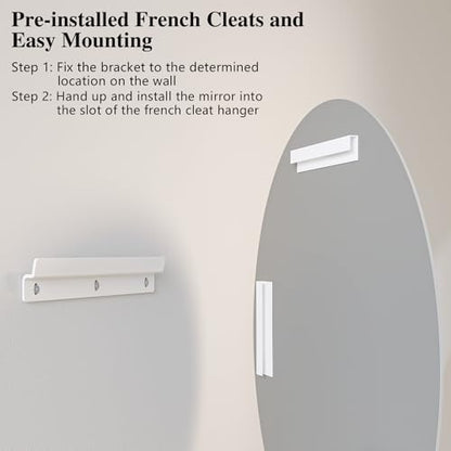 Frameless Oval Mirror, 24"x32" Beveled Bathroom Vanity Mirrors | 20mm beveled edge, 5mm HD glass, frameless, anti-rust, shatterproof, french cleat, horizontally or vertically - size: 24"L x 32"W