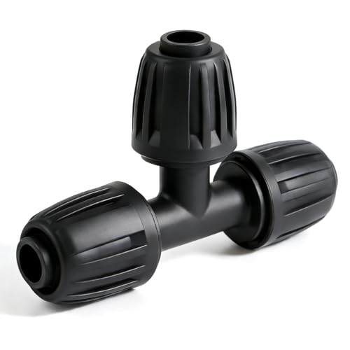 12 Pack 1/2 Inch Drip Irrigation Tee Fittings (1/2" ID x 0.6-0.65" OD), 1/2'' Dripline Barbed Tee Connectors with Anti-Drop Lock Nuts for Garden Lawn Irrigation System Connection - size: 1/2" Nut Tee-12P