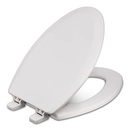 Centoco Wooden Toilet Seat Elongated, Closed Front with Cover, Residential, Made in the USA, DSAZAM900-001, White