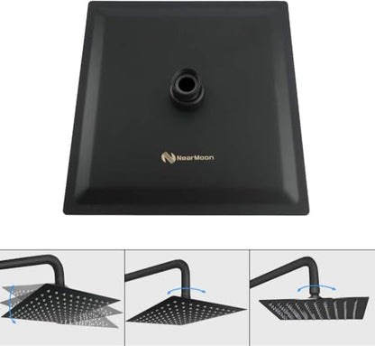 NearMoon Rain Shower Head, High Flow Stainless Steel Square Rainfall Shower, High Pressure Design, Awesome Shower Experience Even At Low Water Flow (8 Inch, Matte Black) - color: Matte Black, size: 8 Inch Square