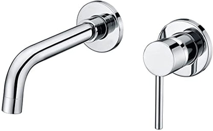 SUMERAIN Wall Mounted Bathroom Sink Faucet, Chrome Finish | 2 Holes, Single Lever Handle, with Rough-in Valve, Modern Design,Swivel Spout - color: Chrome, size: Right-Handed