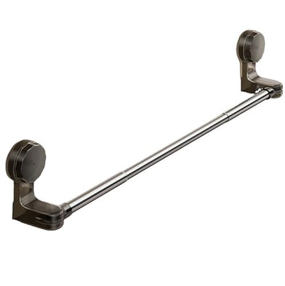 Scalable Suction Towel Rod, 11.8 Inch - 23.6 Inch Black Stainless Steel Scalable Rod for Towel, Shoes, Lid in Kitchen and Bathroom (black)