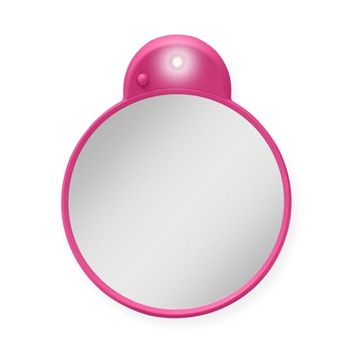 Compact Mirror with Light & Magnification, Retractable Suction Cups by Zadro - color: Pink